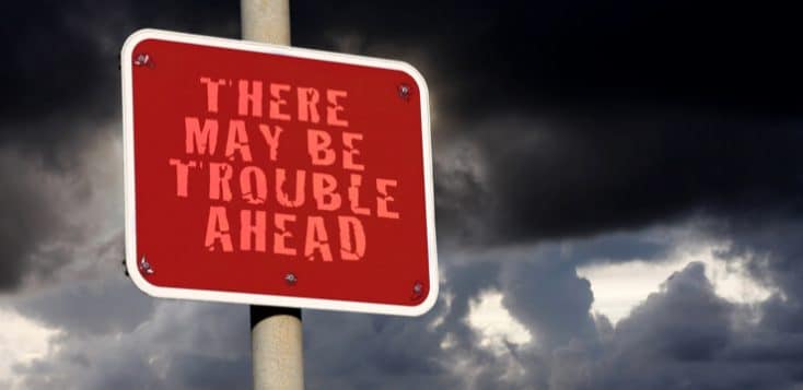 trouble ahead sign