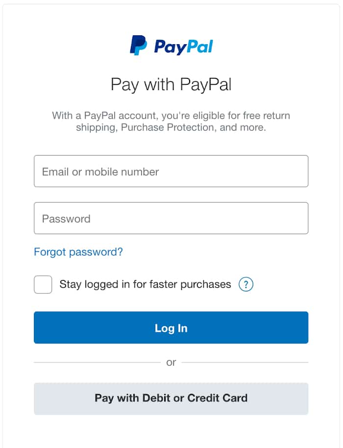 Pay with PayPal account