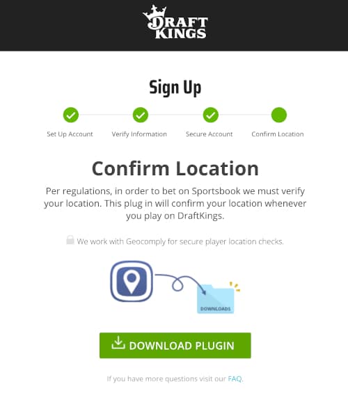 DraftKings Sign Up Geolocation