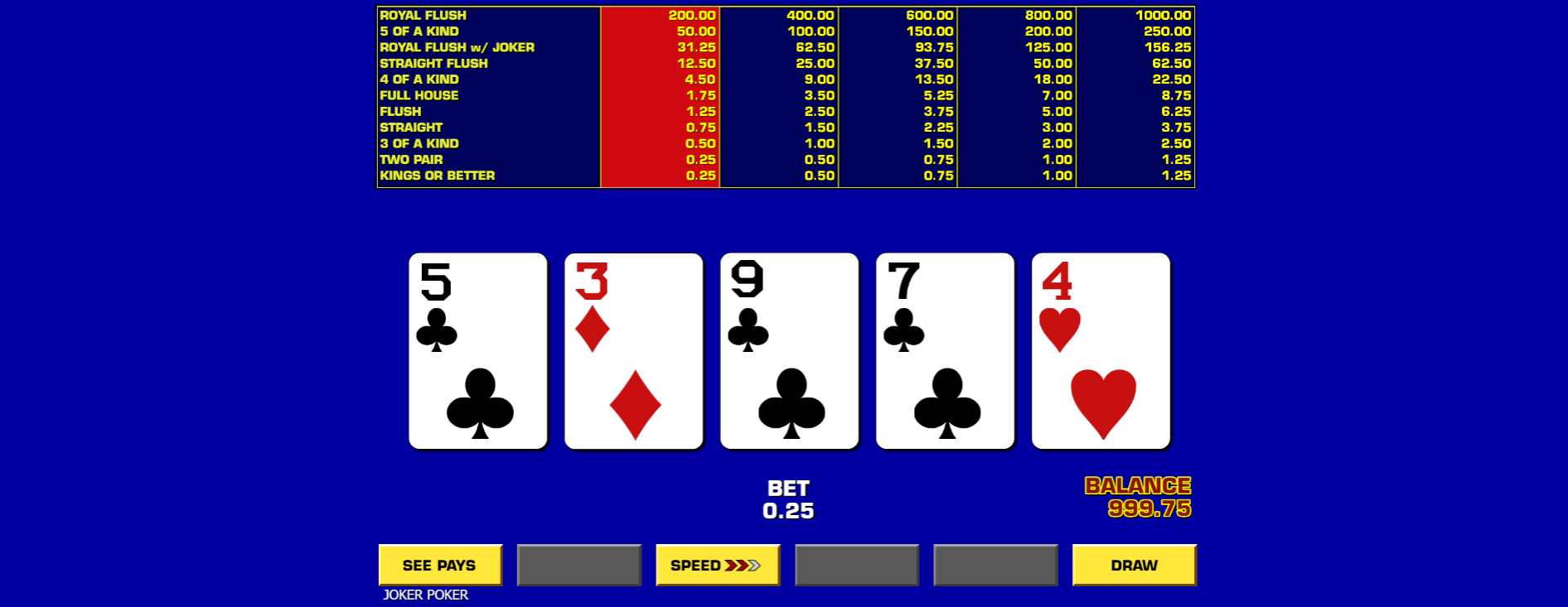 Golden Nugget MI casino video poker