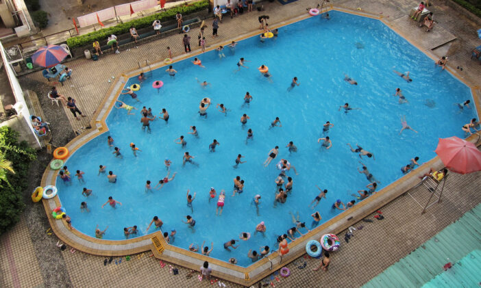 crowded swimming pool