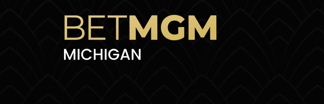 Gold and white BetMGM Casino Michigan logo set against a black background.